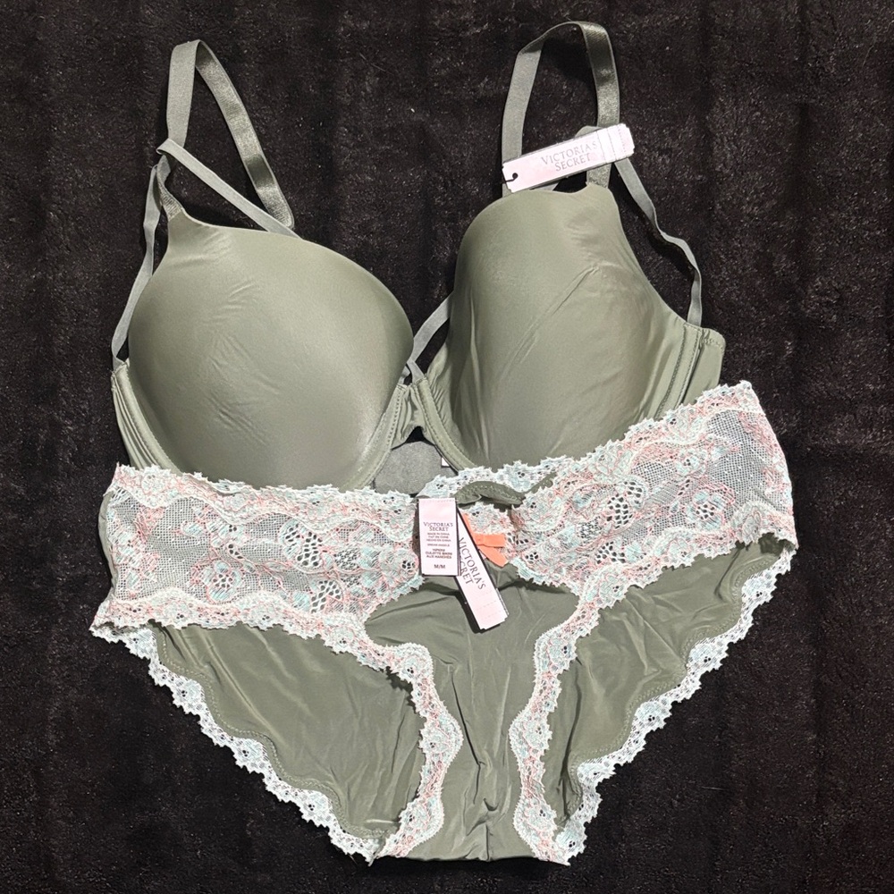 Victoria's Secret Olive Lace Bra and Panty Set